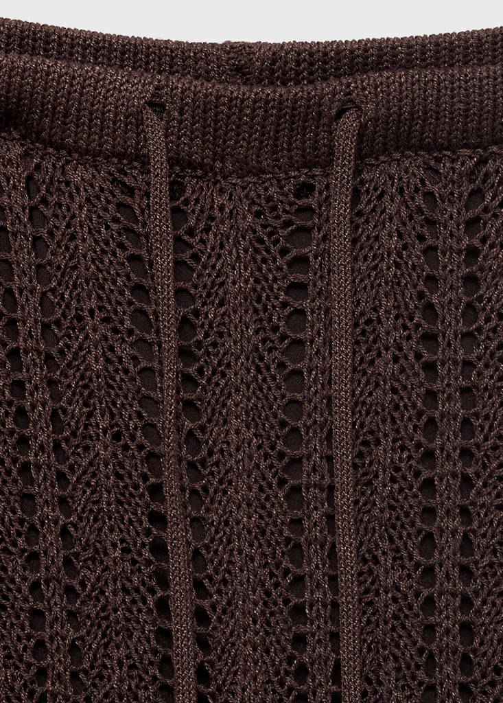 Straight-fit openwork knitted trousers — Chocolate