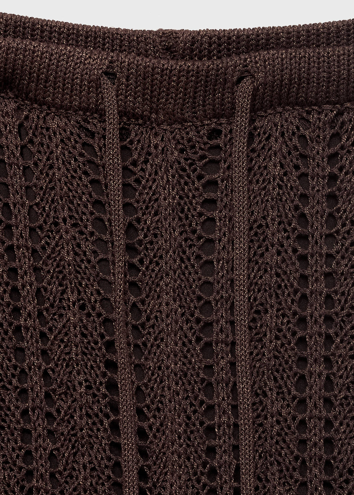 Straight-fit openwork knitted trousers — Chocolate