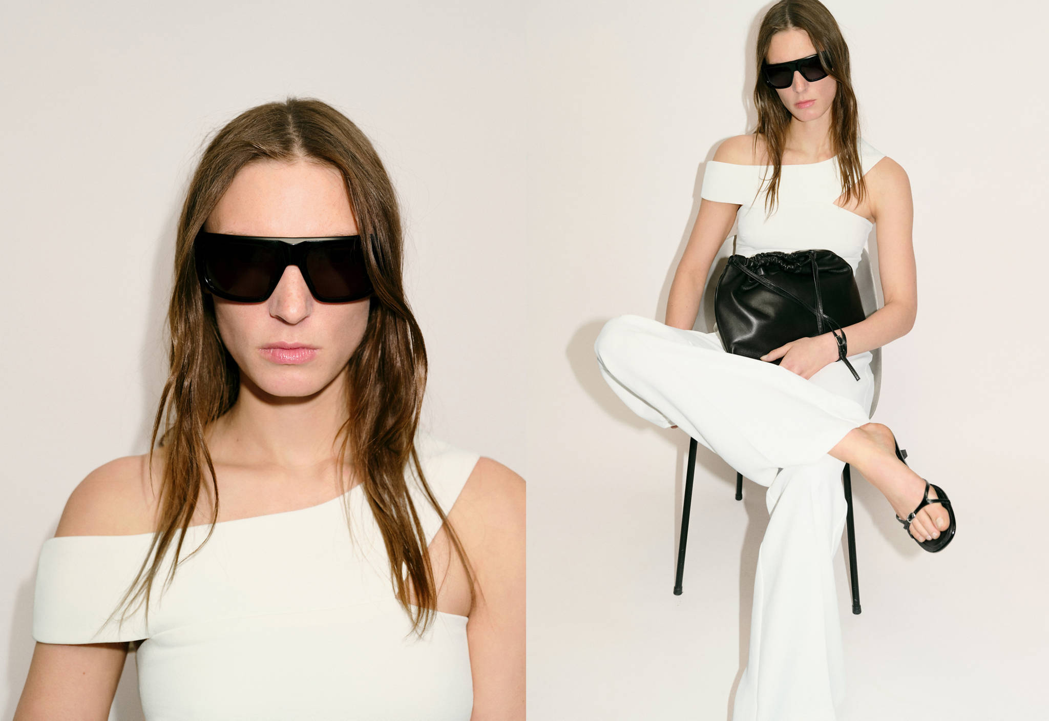 Long jumpsuit with asymmetrical neck - Panoramic plane