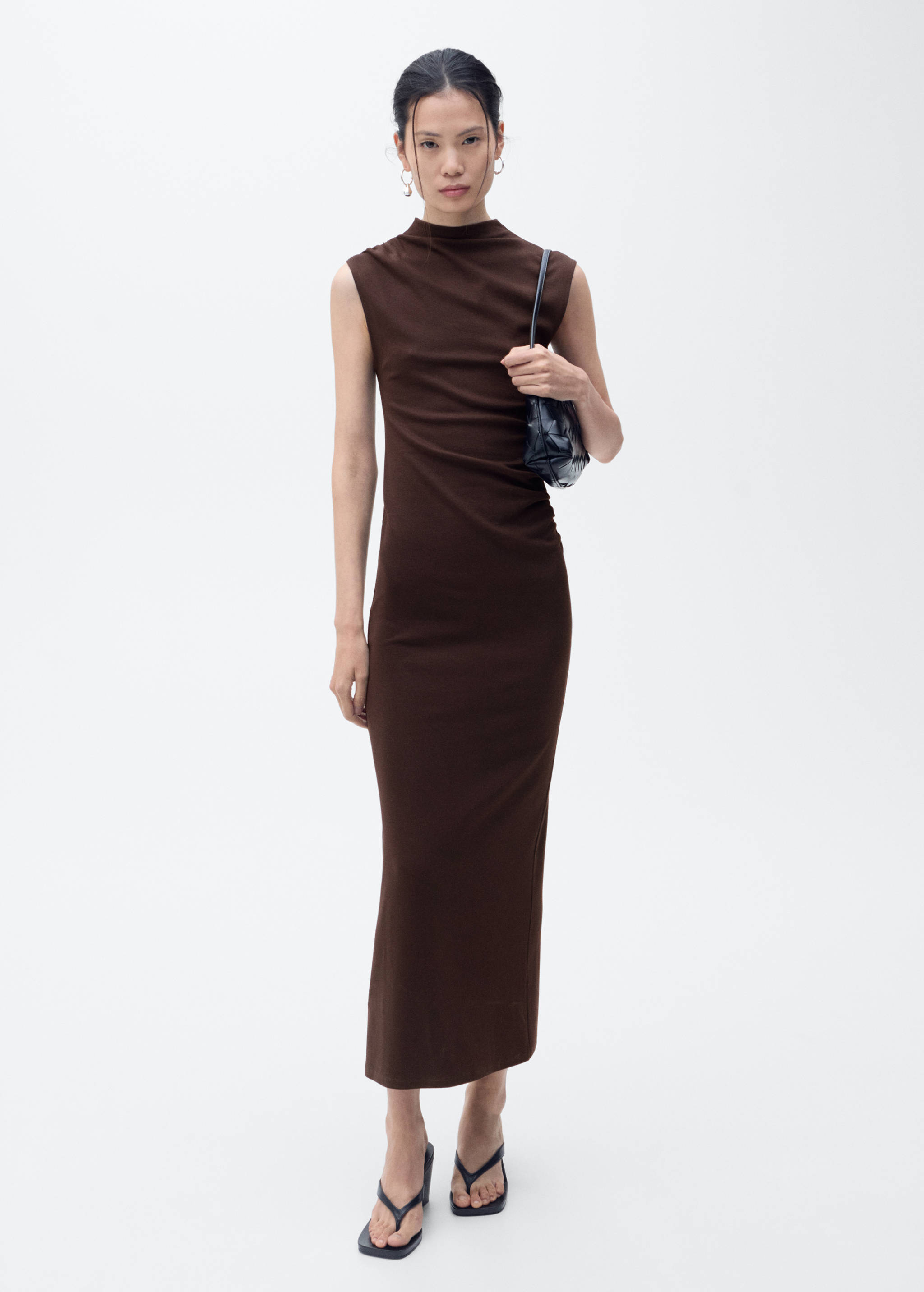 Draped dress with perkins collar - General plane