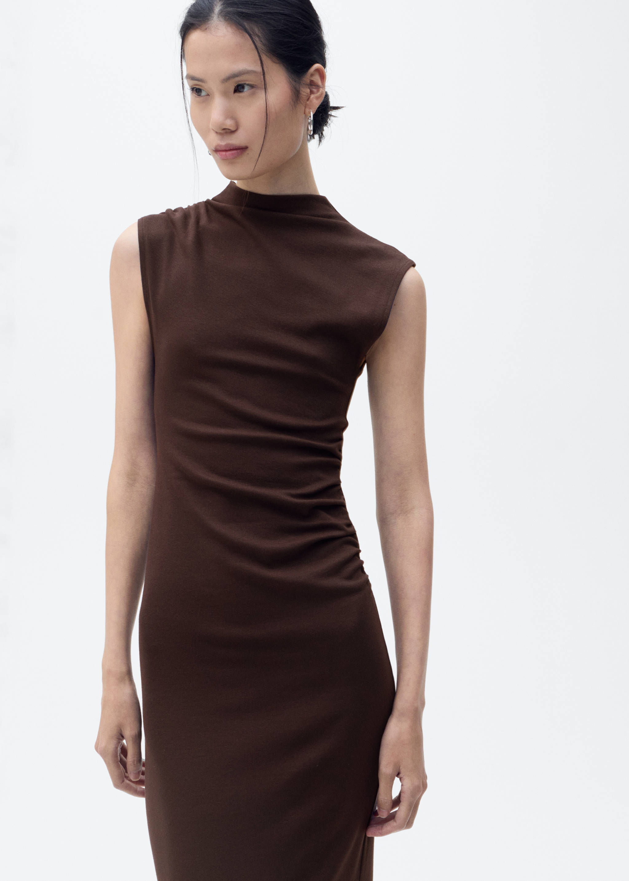 Draped dress with perkins collar - Medium plane