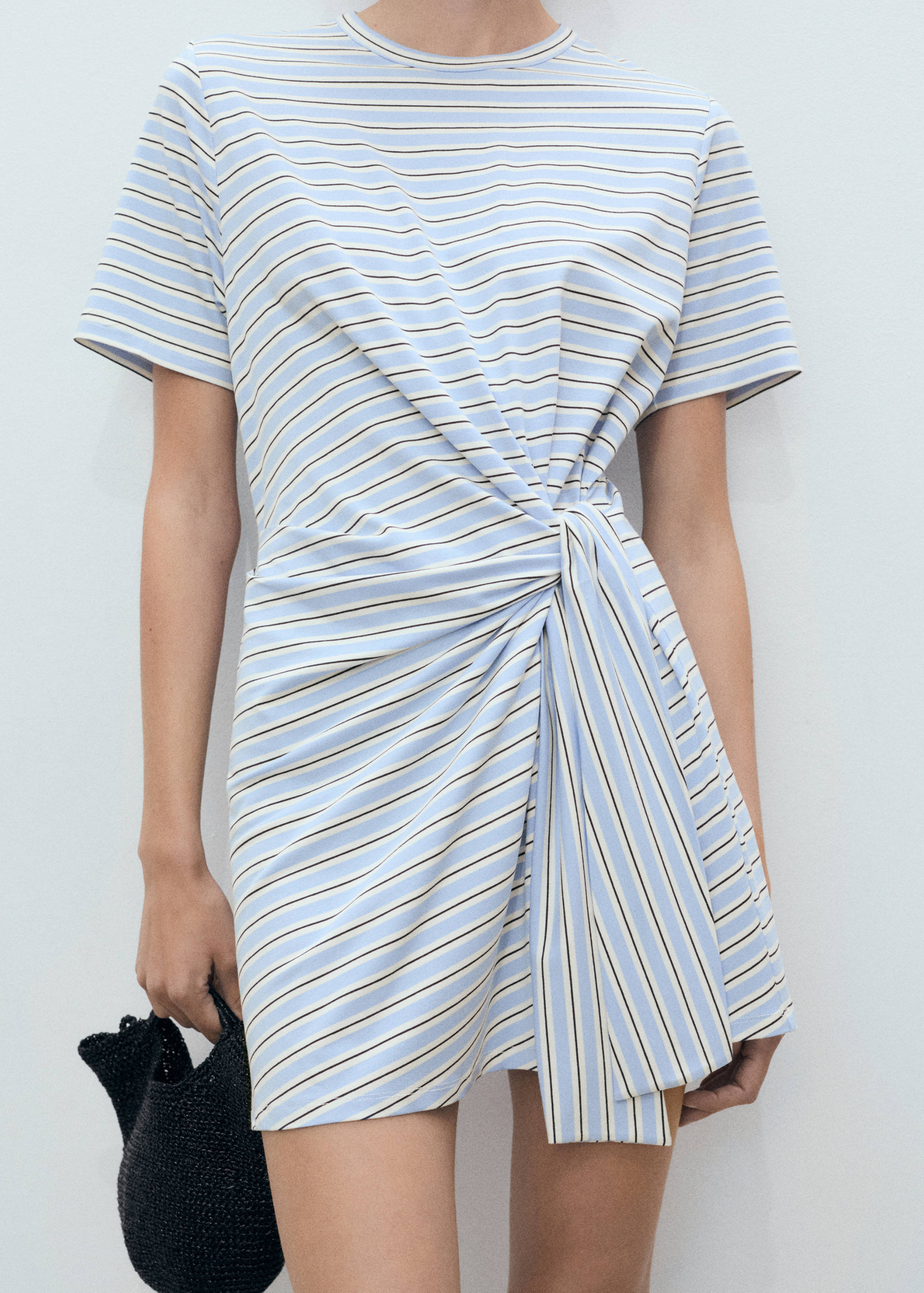 Short striped dress with knot - Medium plane