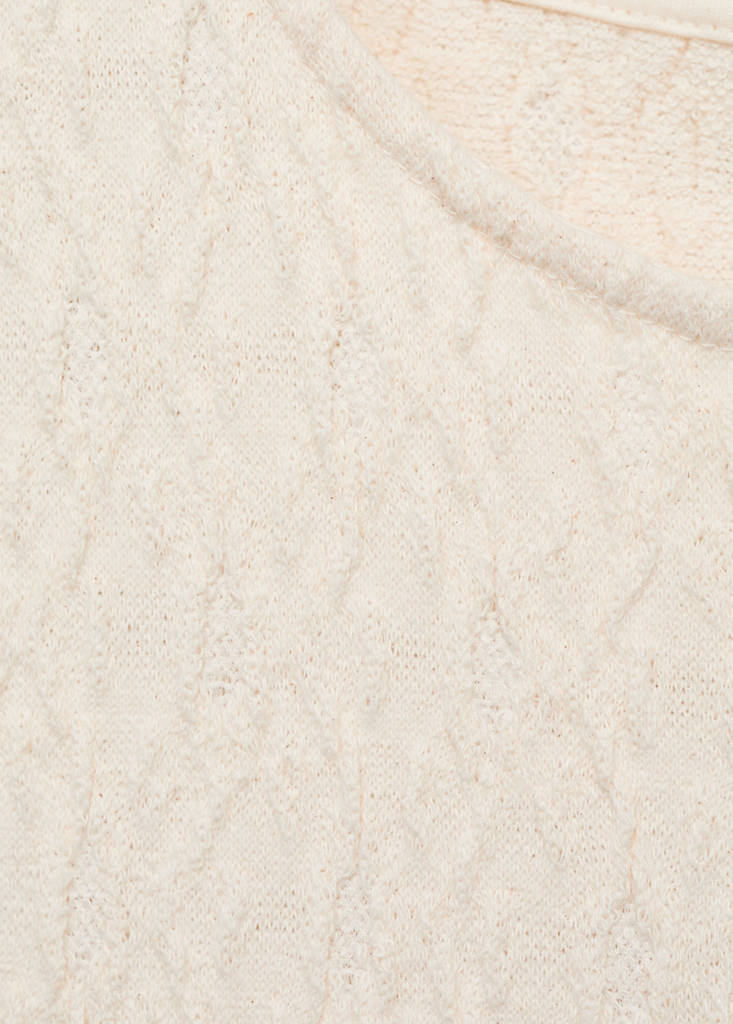 Fitted textured knitted dress — Ecru