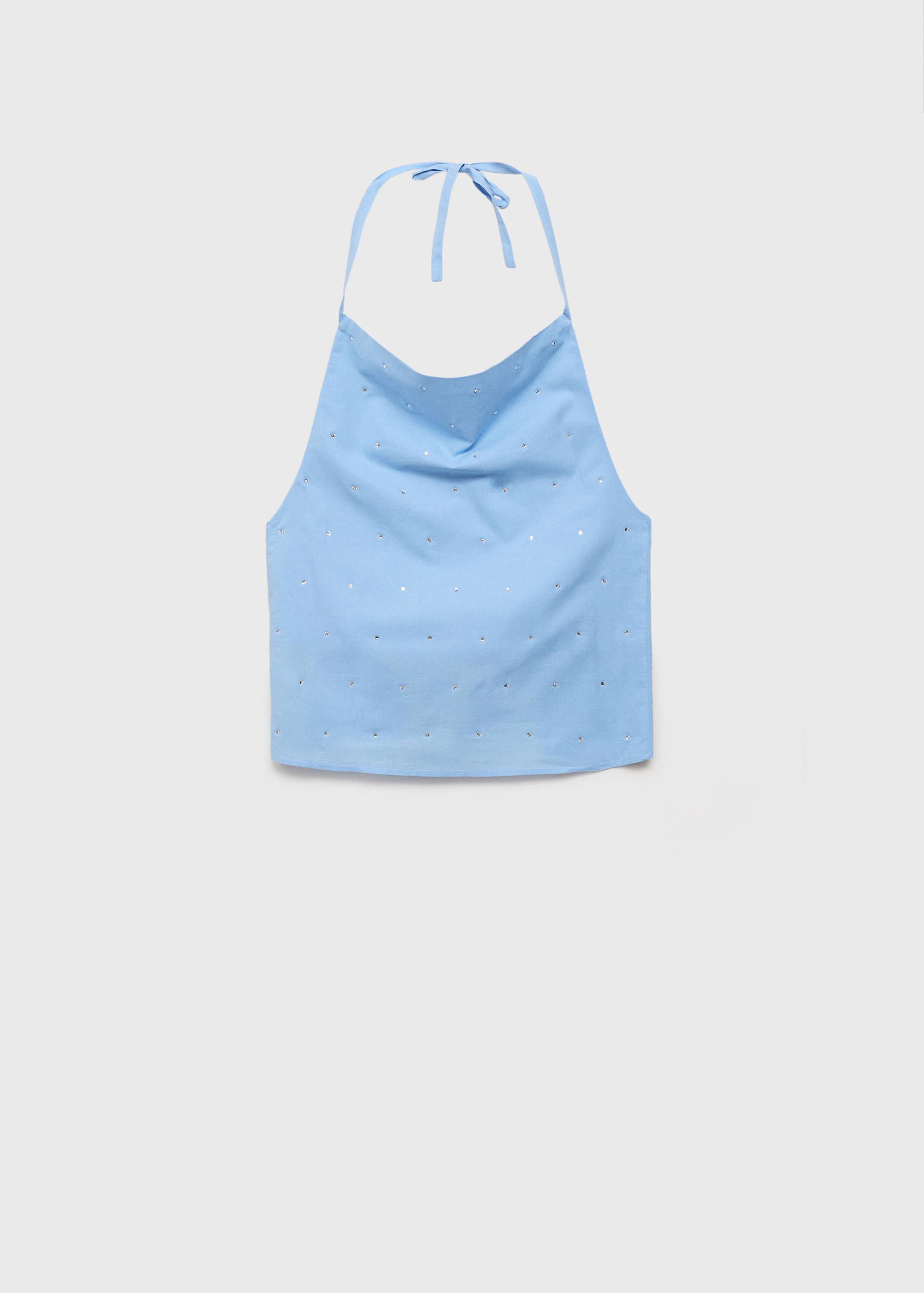 Top halter de algodão com pormenor de strass - Artigo sem modelo