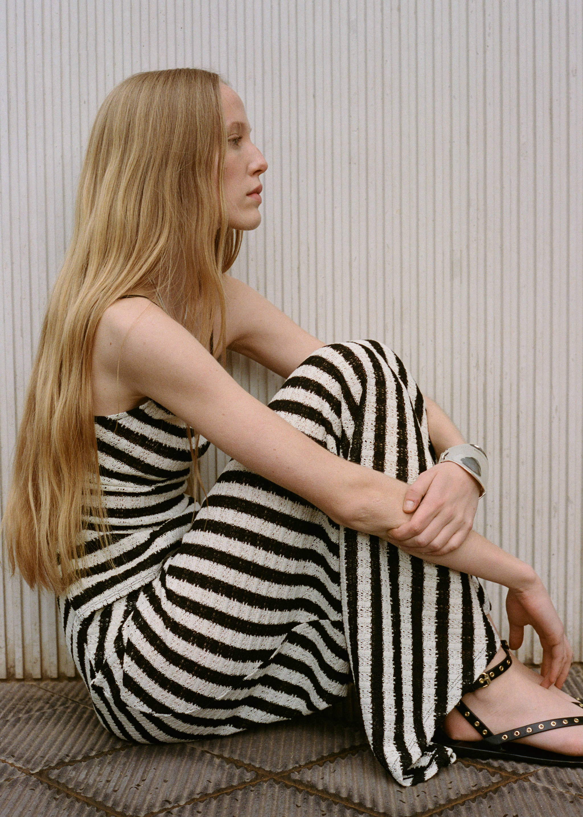 Langt stripete strikket skjørt - Artikkeldetalj 6