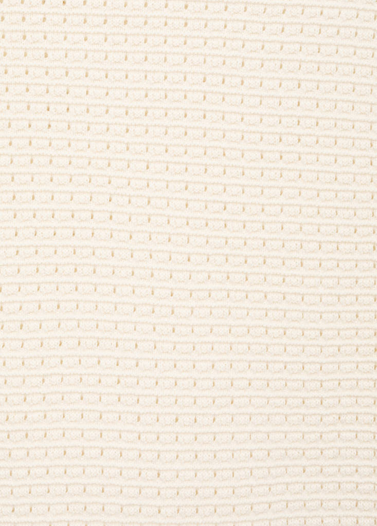 Openwork knitted cotton t-shirt — Ivory White