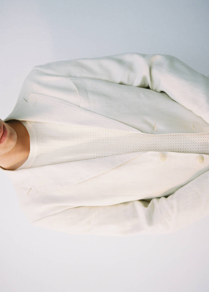 Openwork knitted cotton t-shirt — Ivory White