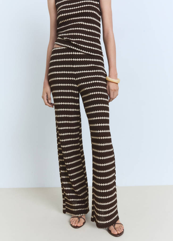 Knitted trousers with geometric print — Brown