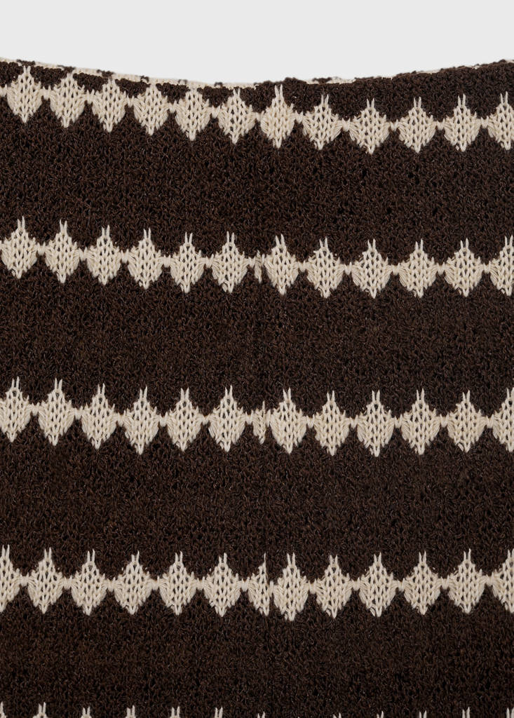 Knitted trousers with geometric print — Brown