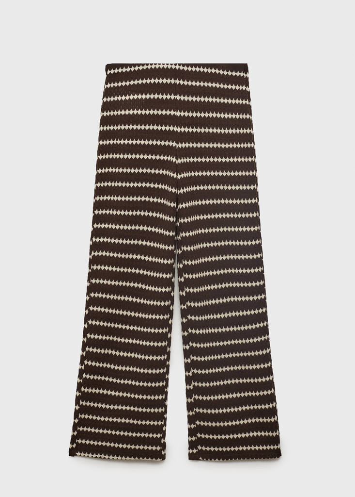 Knitted trousers with geometric print — Brown