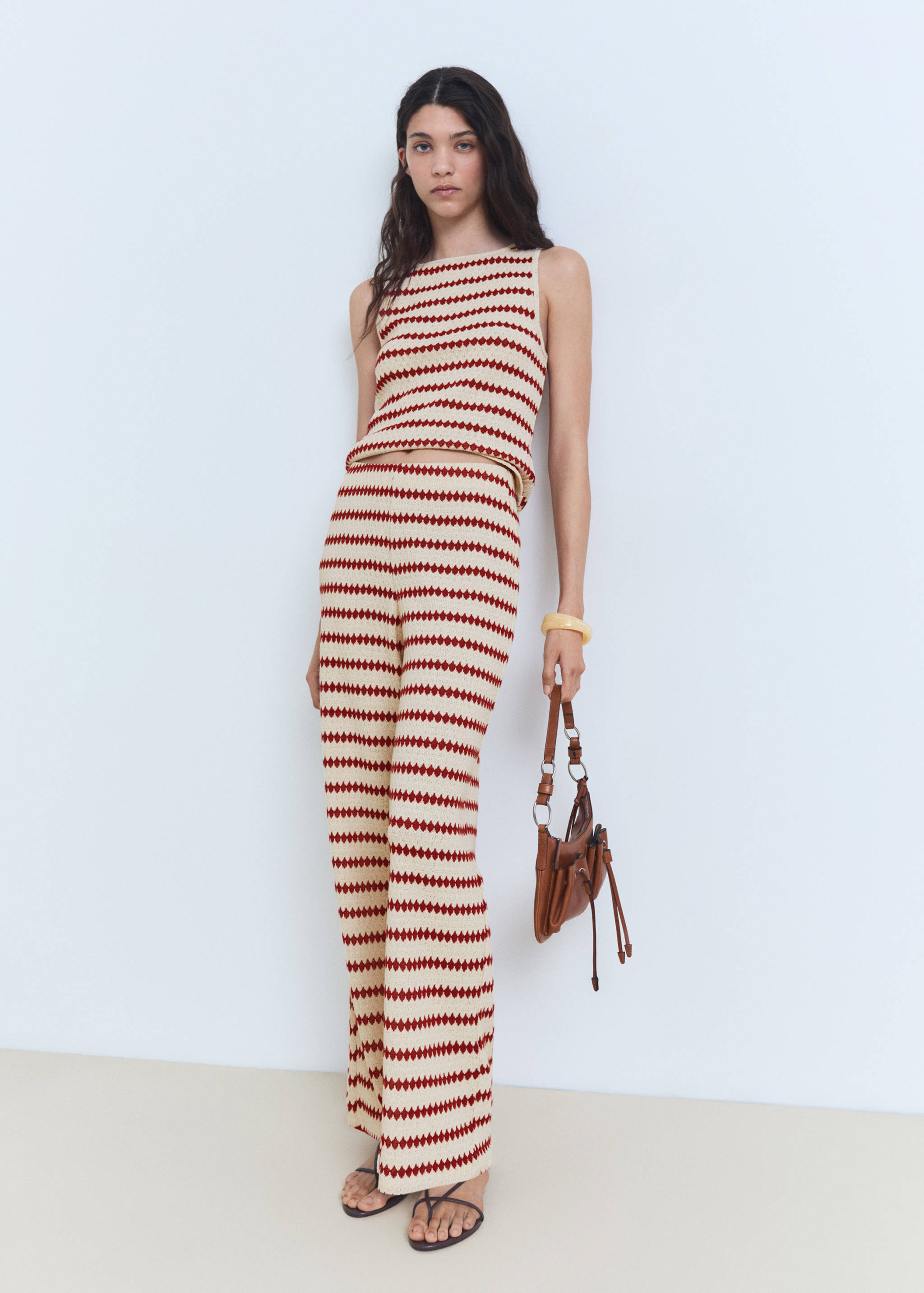 Knitted pants with geometric print - General plane