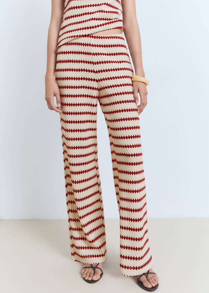 Knitted trousers with geometric print — Red