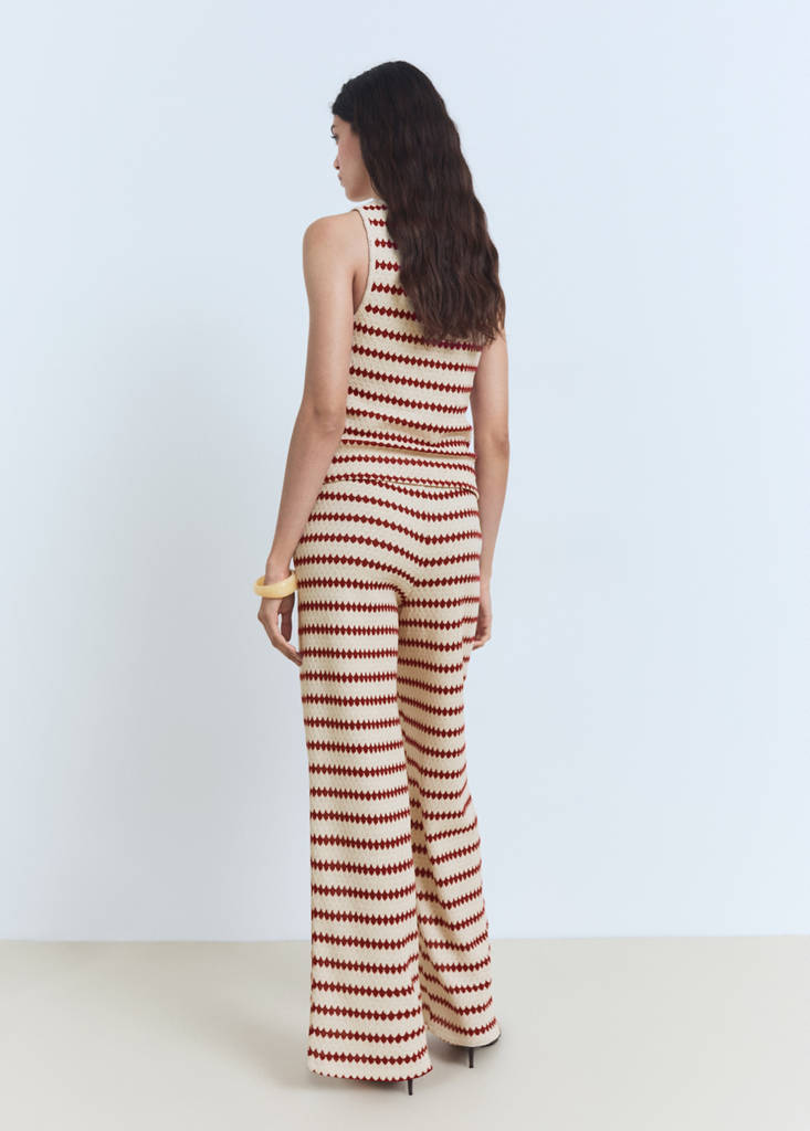 Knitted trousers with geometric print — Red