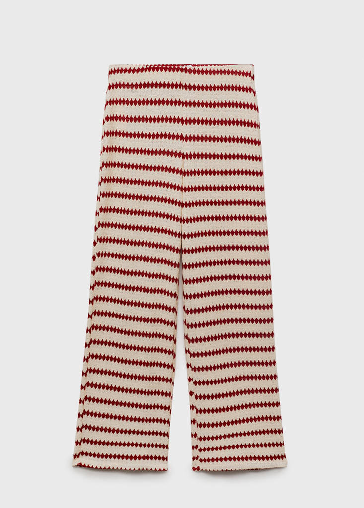 Knitted trousers with geometric print — Red