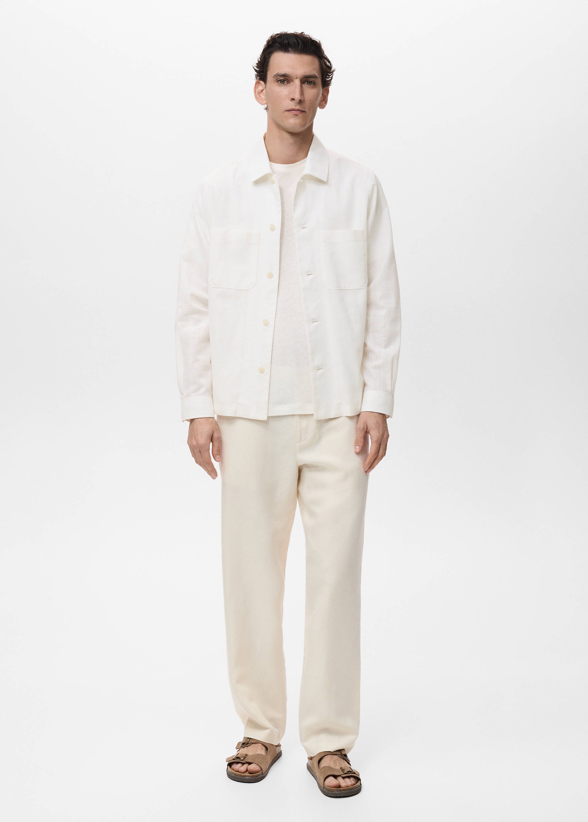 Surchemise lin mélangé poches - Plan général