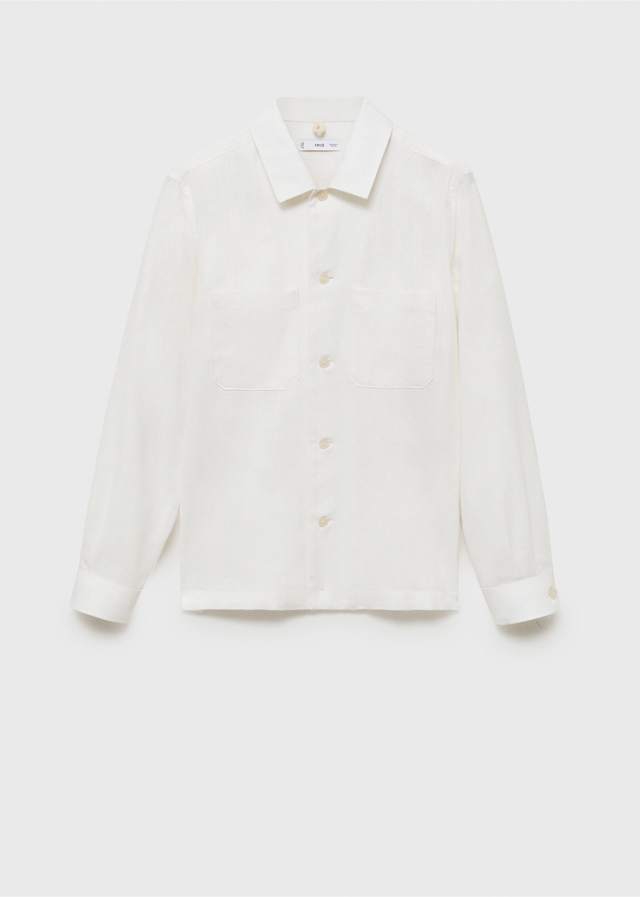 Linen-blend overshirt with pockets - Article without model, Ecru. Ref: 87079216-00.