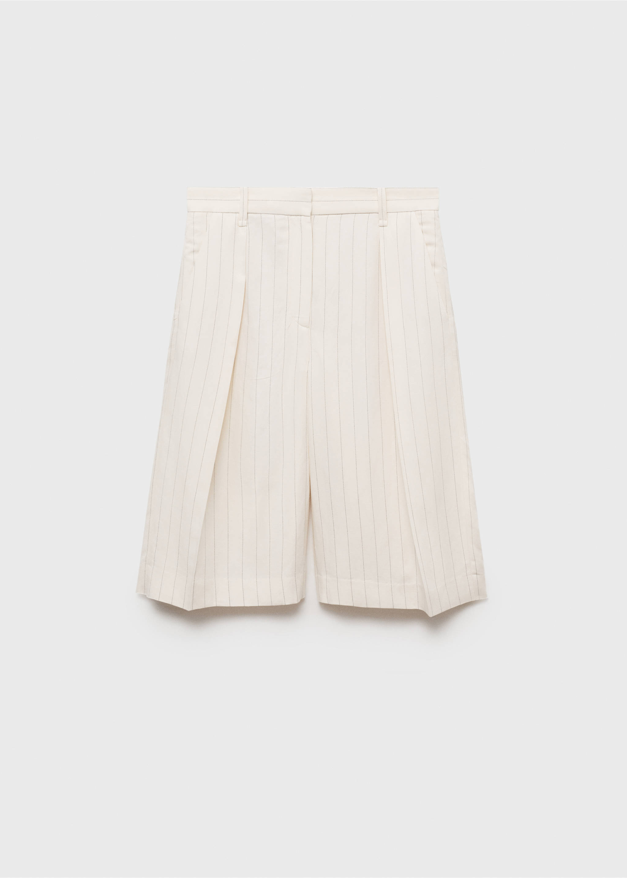 Striped linen-blend bermuda shorts - Article without model, Off White. Ref: 87079217-00.