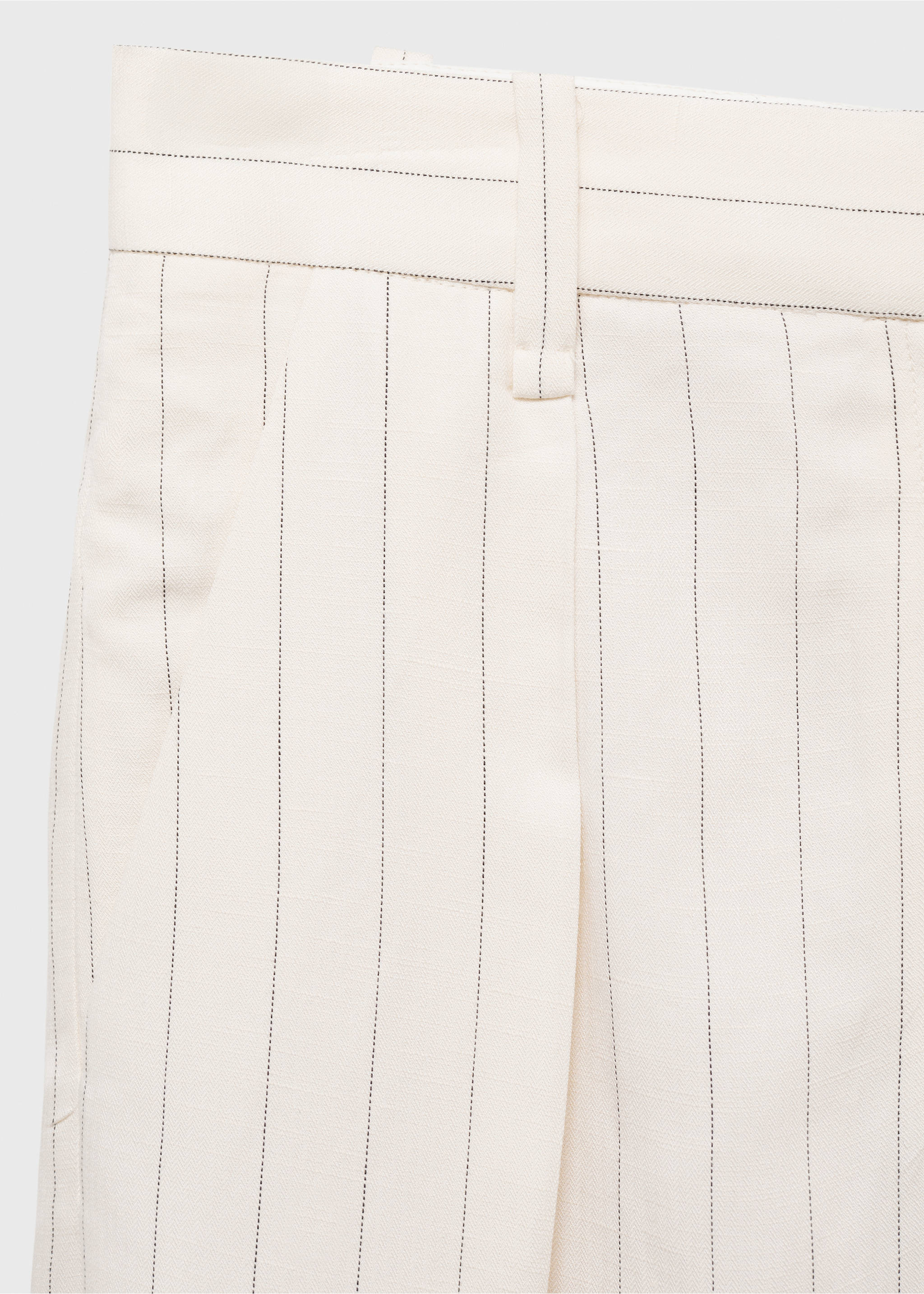 Striped linen-blend bermuda shorts - Details of the article 8, Off White. Ref: 87079217-00.