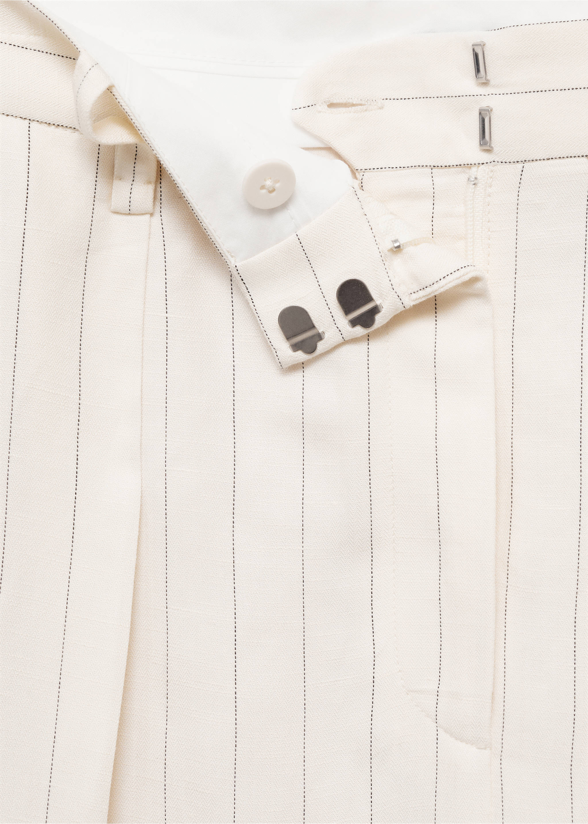 Striped linen-blend bermuda shorts - Details of the article 0, Off White. Ref: 87079217-00.