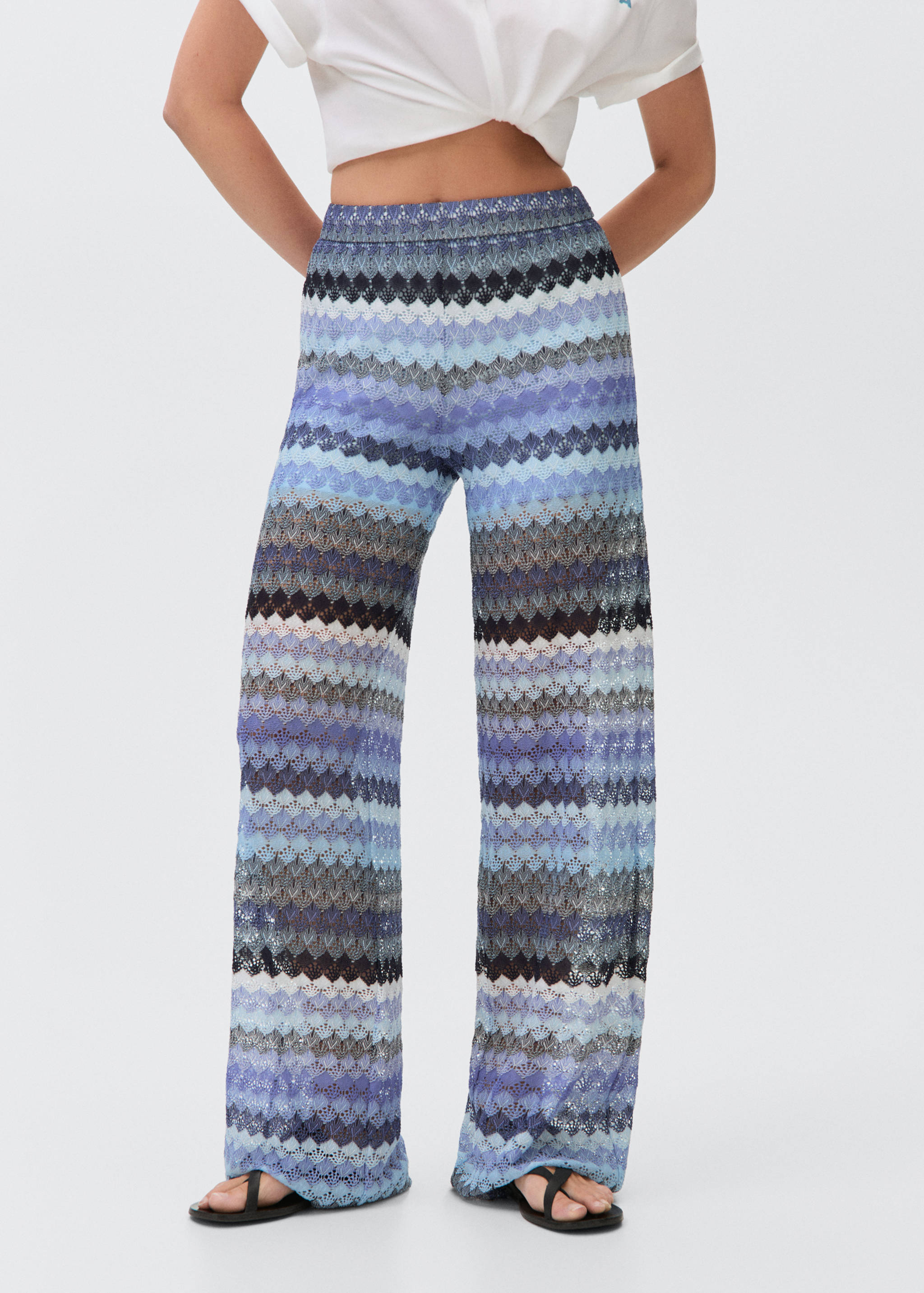 Zigzag openwork knitted trousers - Medium plane