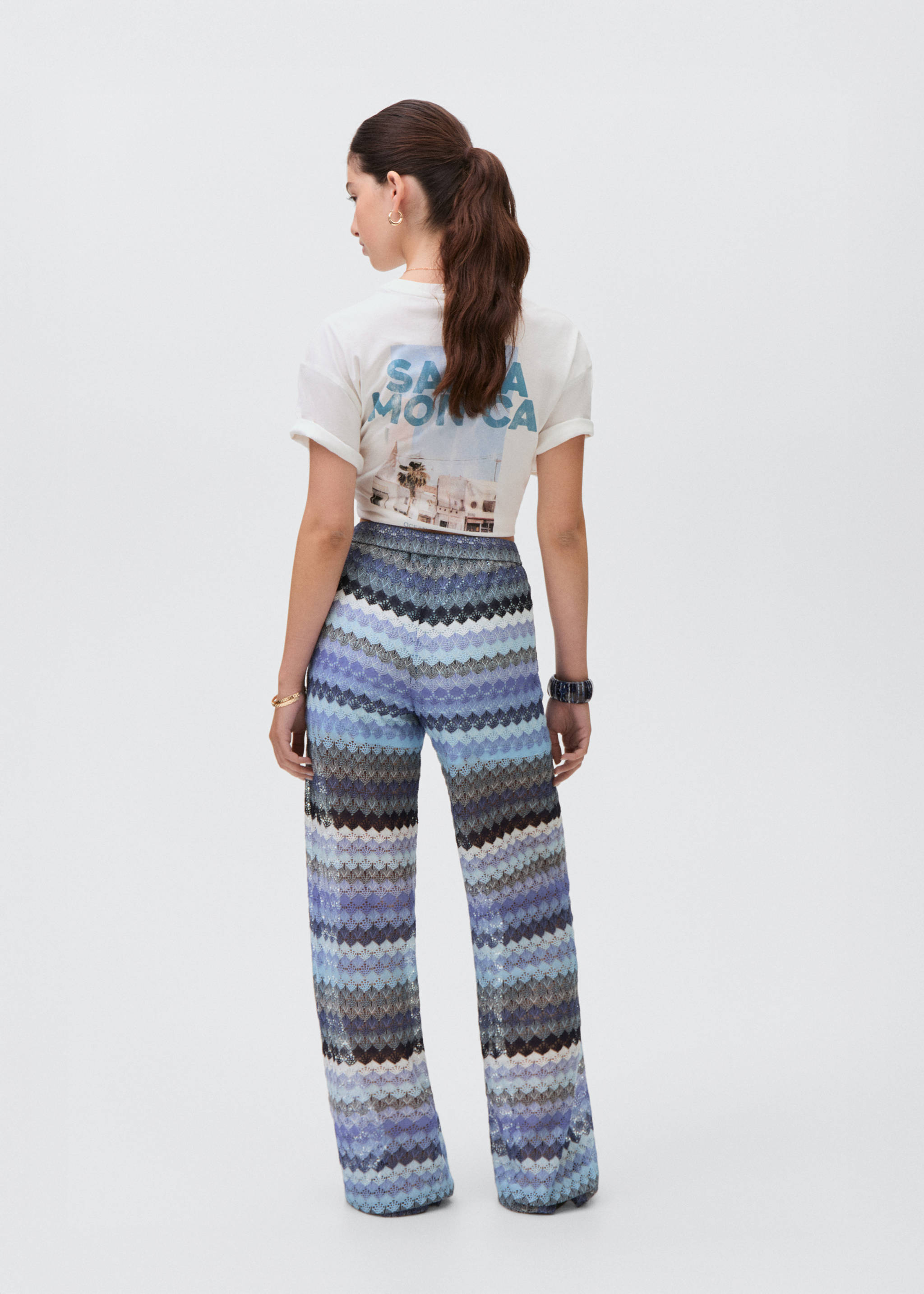 Zigzag openwork knitted trousers - Reverse of the article