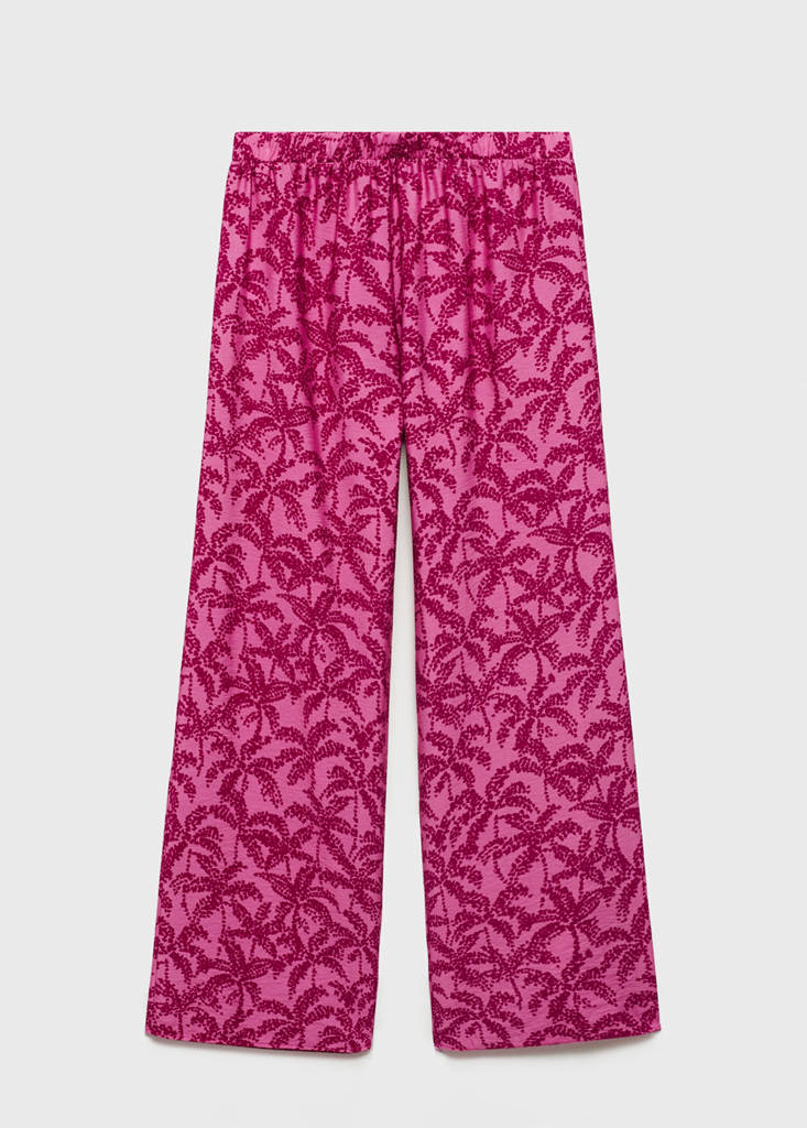 Palm tree print trousers — Fuchsia