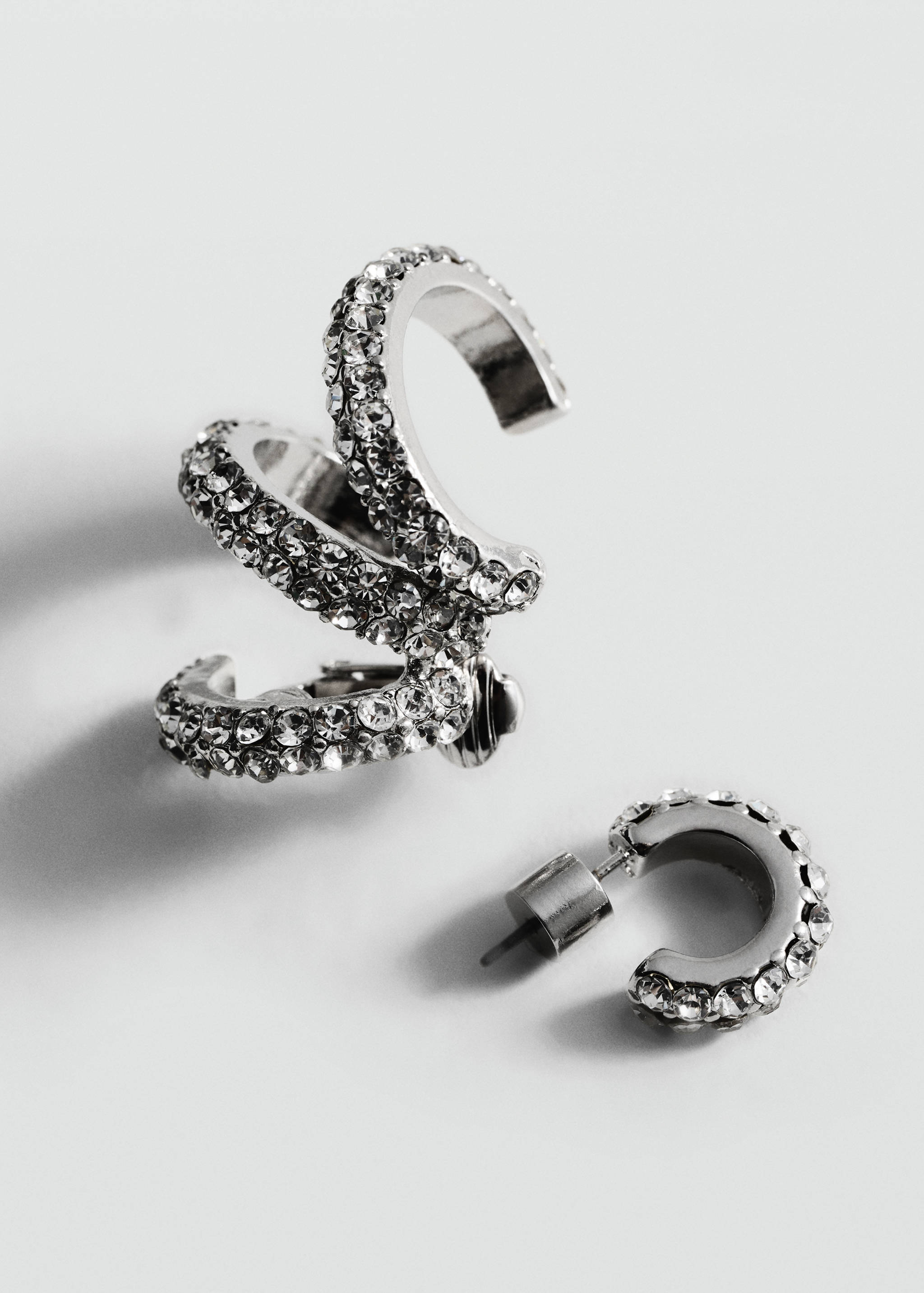 Crystal ear-cuff earring set - Medium plane