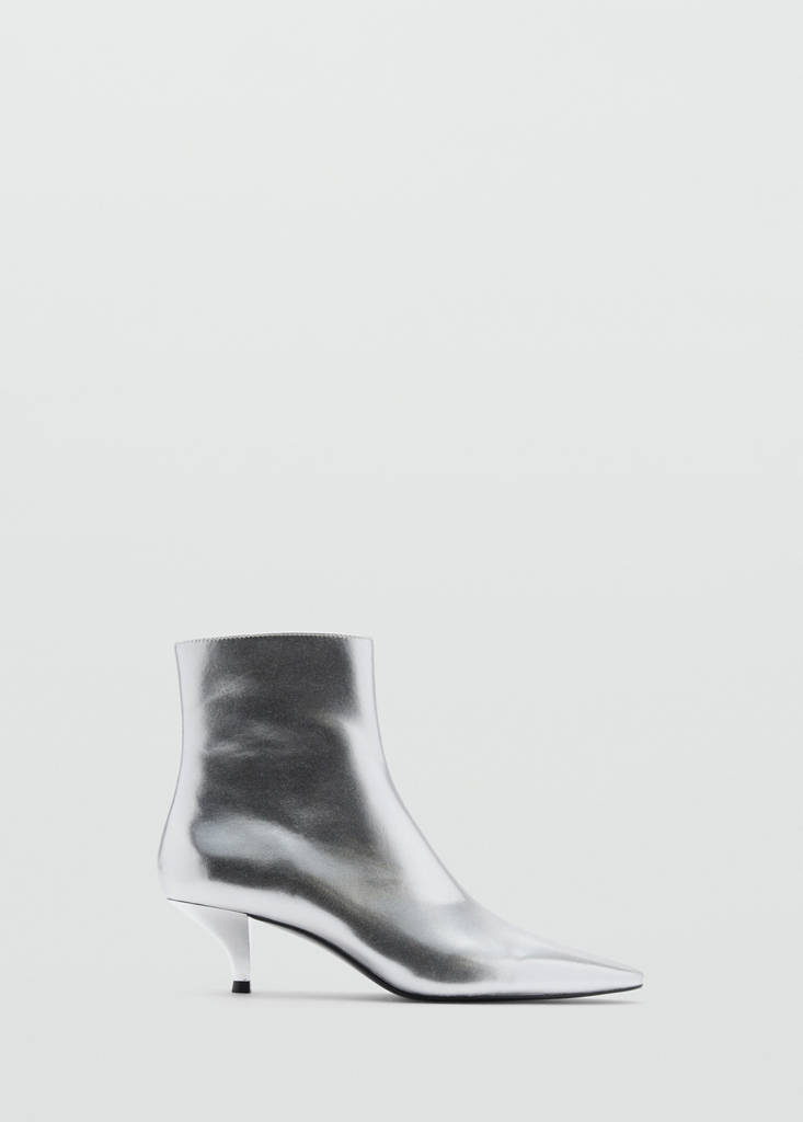 Metallic-effect pointed-toe boots — Silver