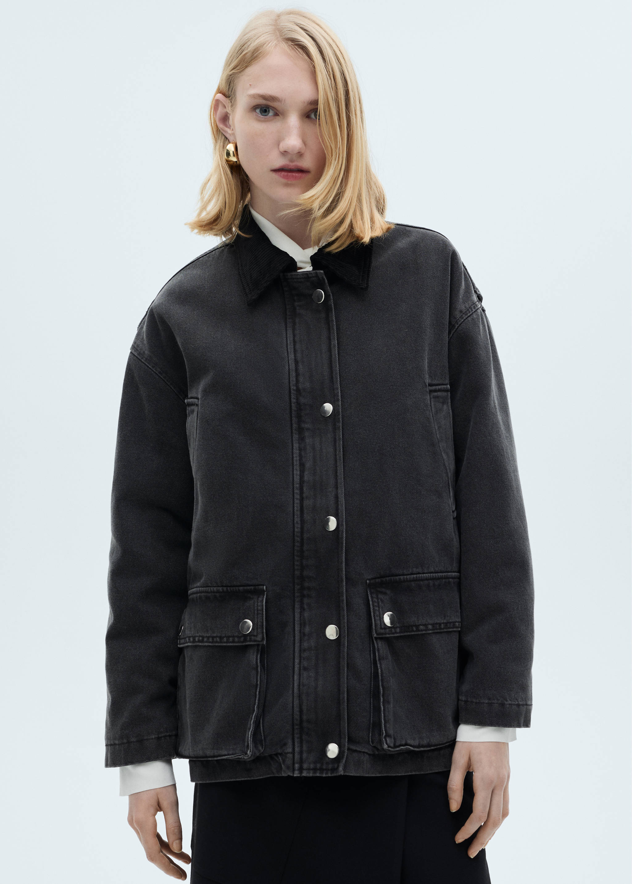 Jacket with corduroy collar pockets - Medium plane