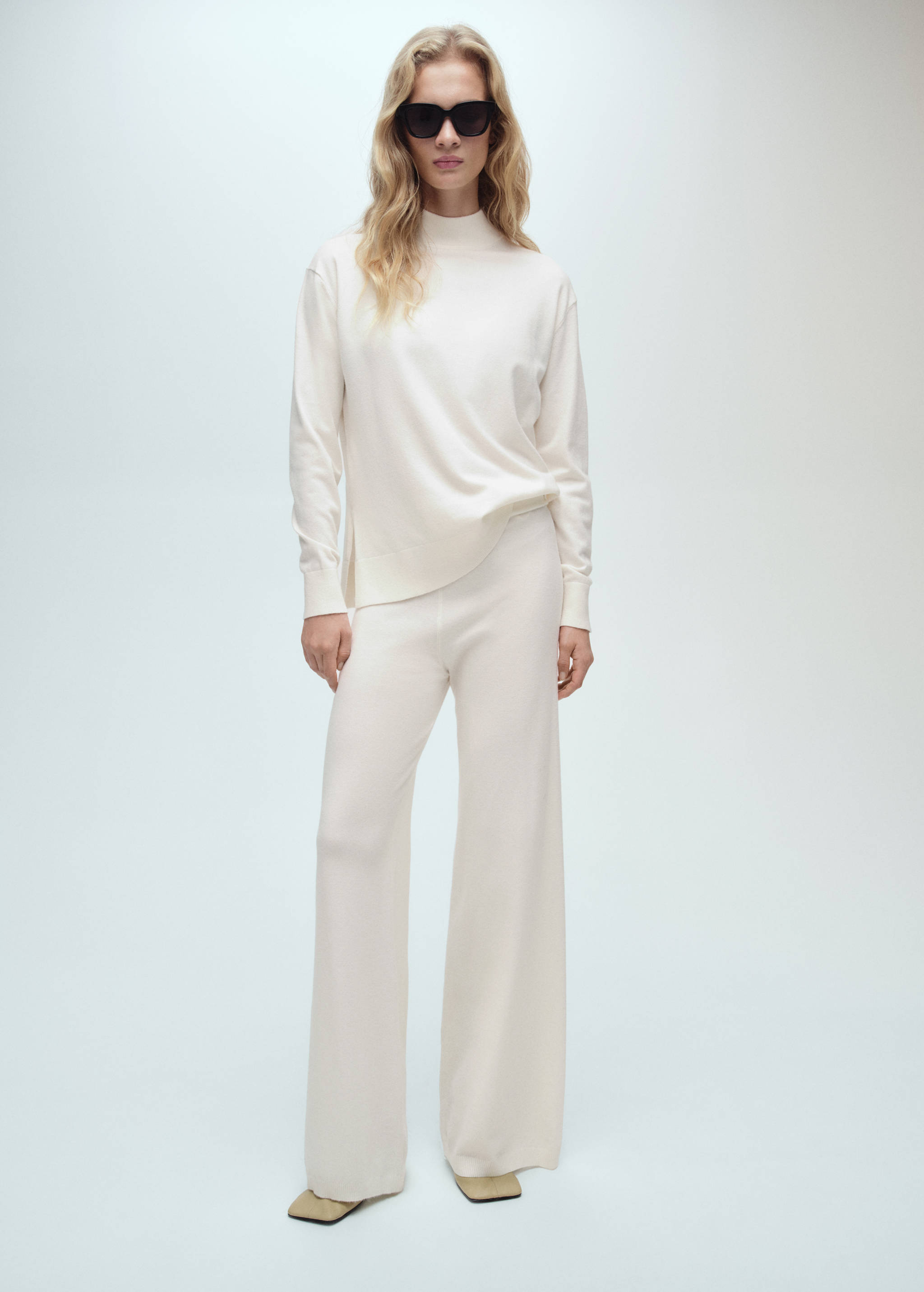 Fine-knit wide leg trousers - General plane