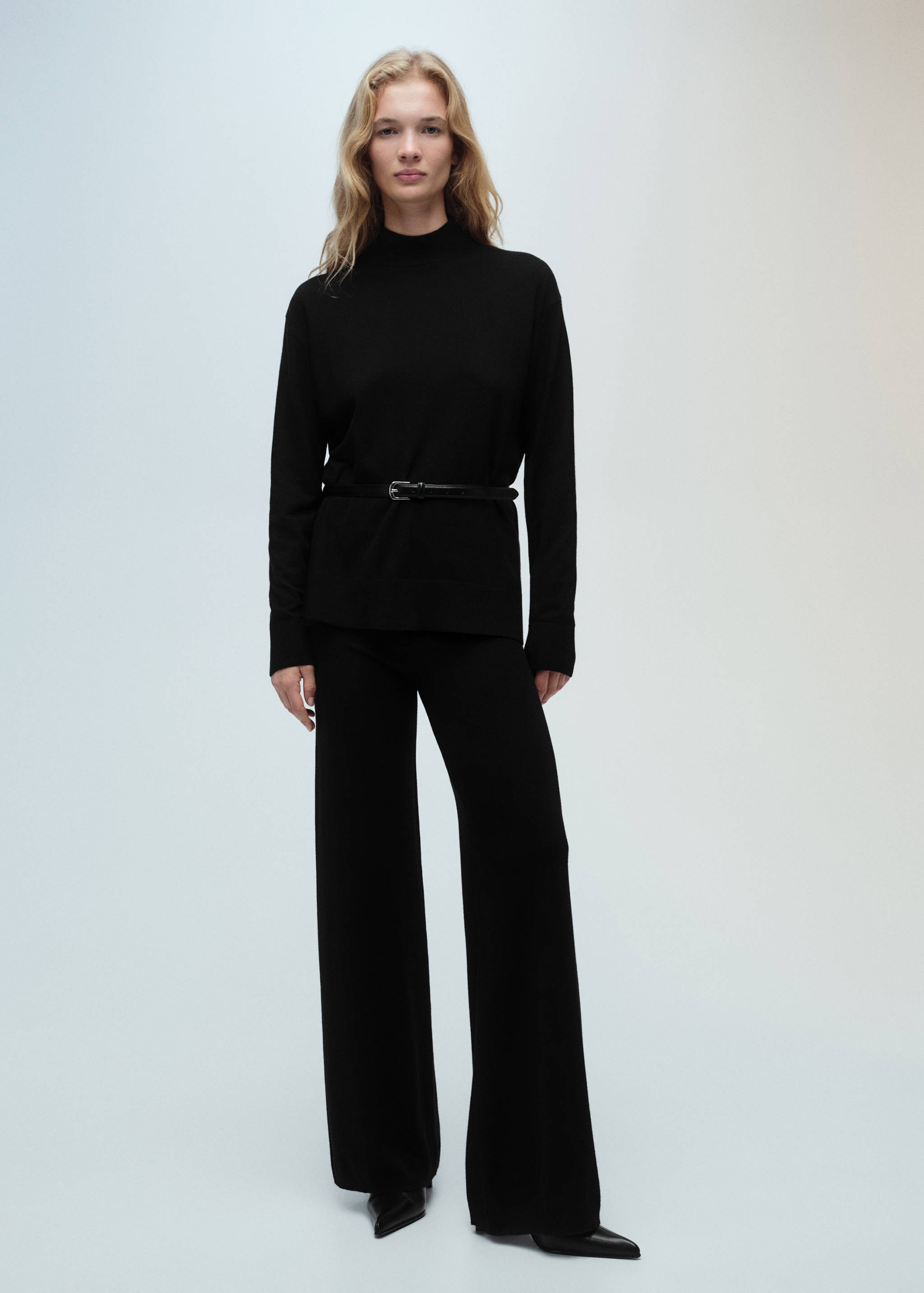 Fine-knit wide leg trousers - General plane