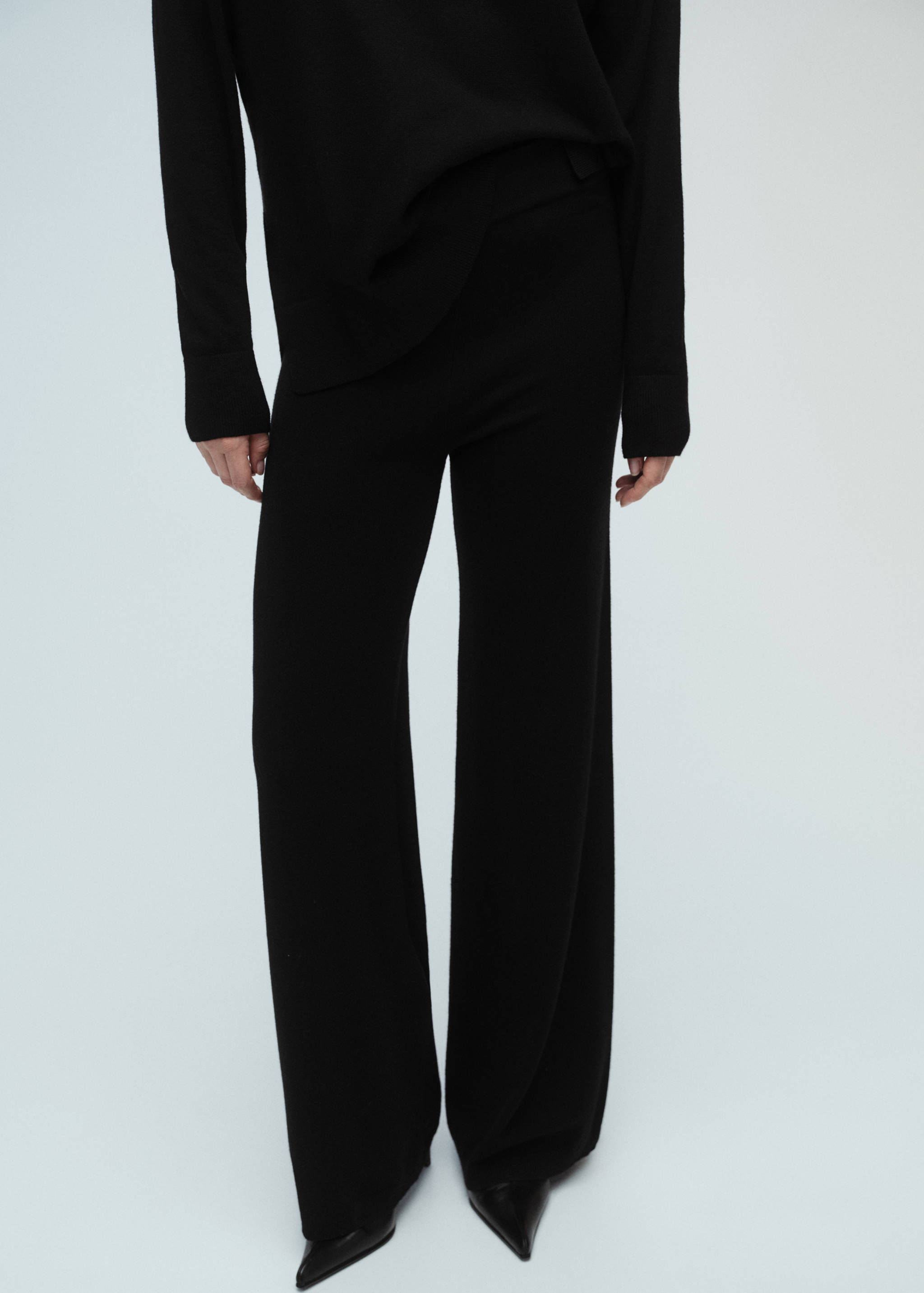 Fine-knit wide leg trousers - Medium plane