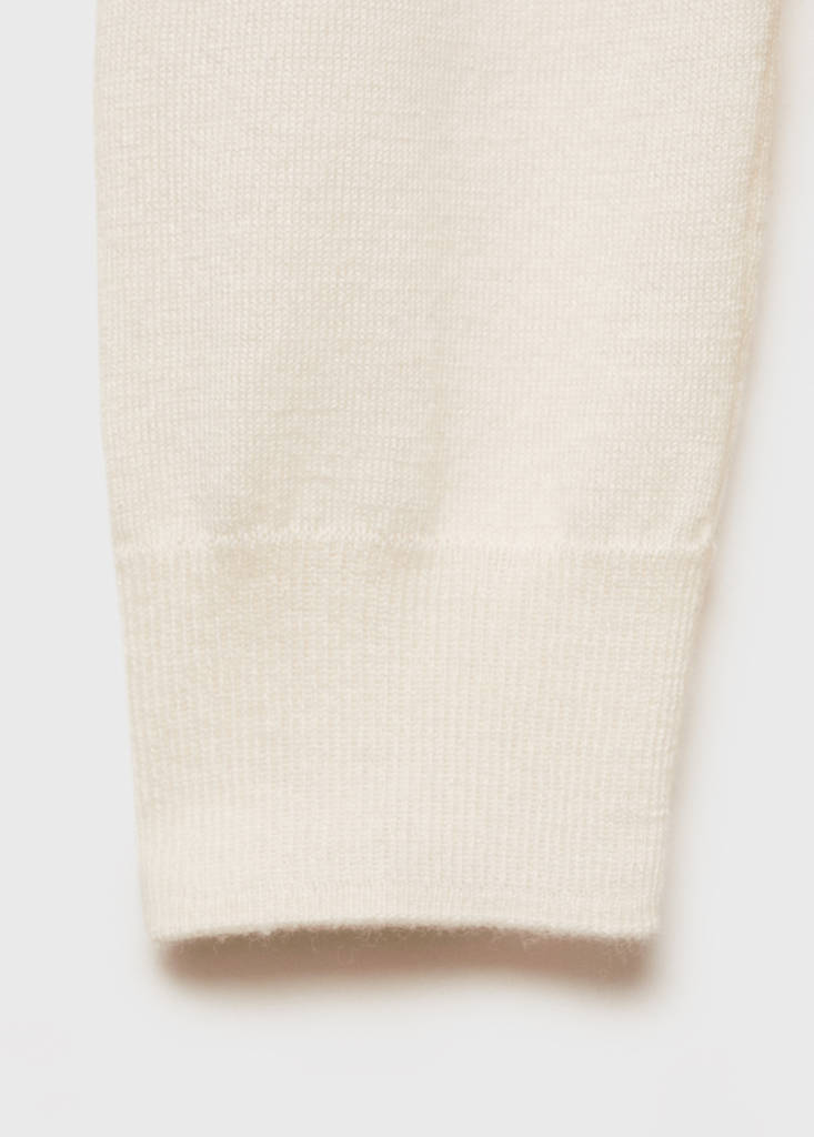 Wool-blend round-neck sweater — Ecru
