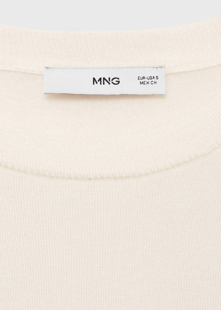 Wool-blend round-neck sweater — Ecru