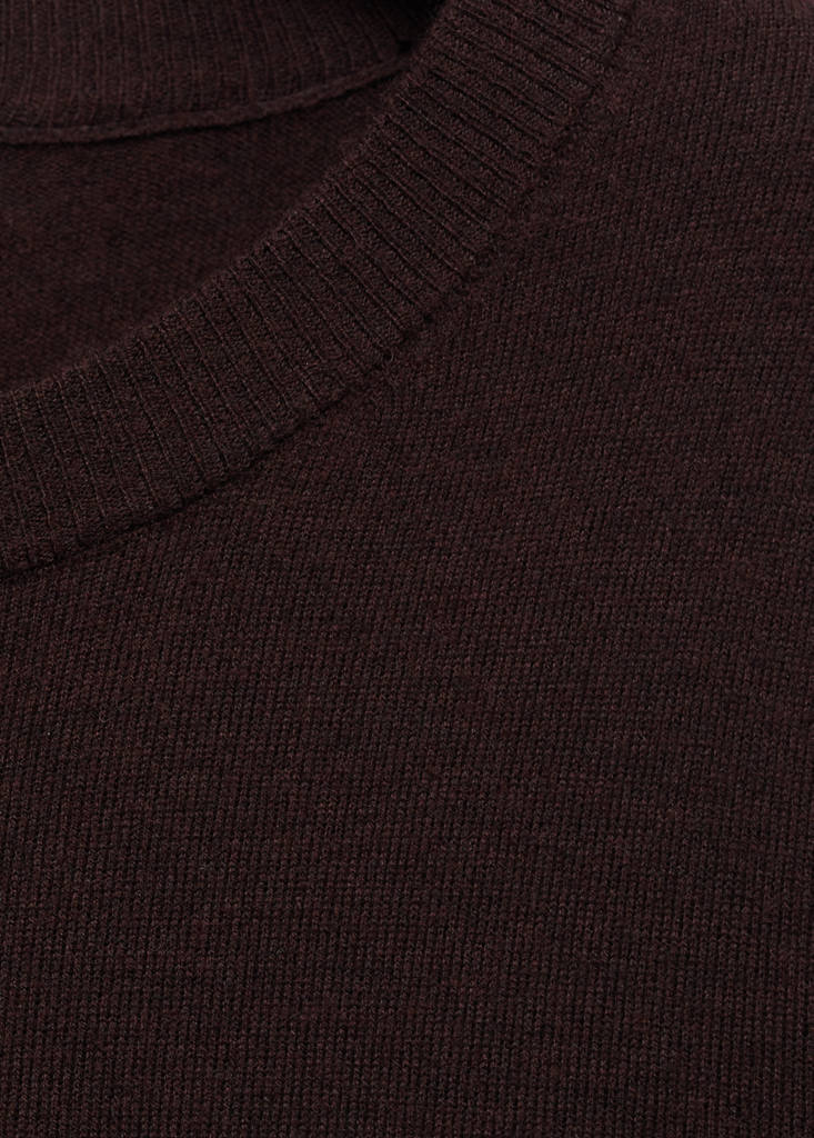 Wool-blend round-neck sweater — Chocolate