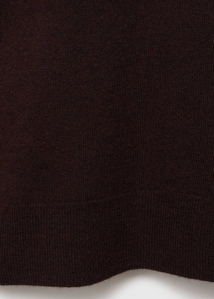 Wool-blend round-neck sweater — Chocolate