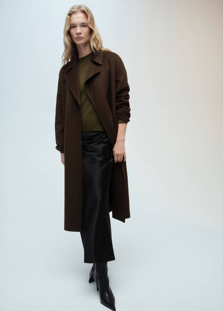 Wool-blend round-neck sweater — Khaki