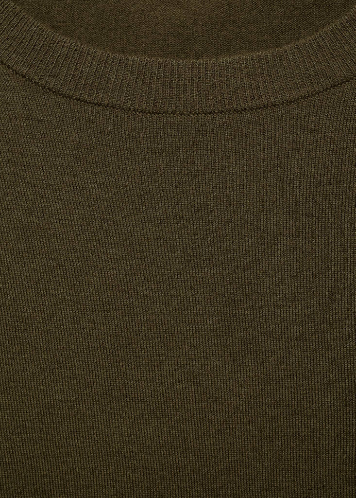Wool-blend round-neck sweater — Khaki