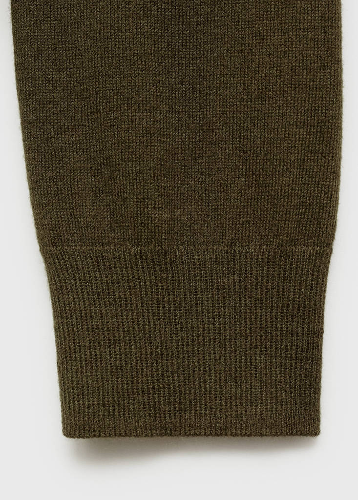 Wool-blend round-neck sweater — Khaki