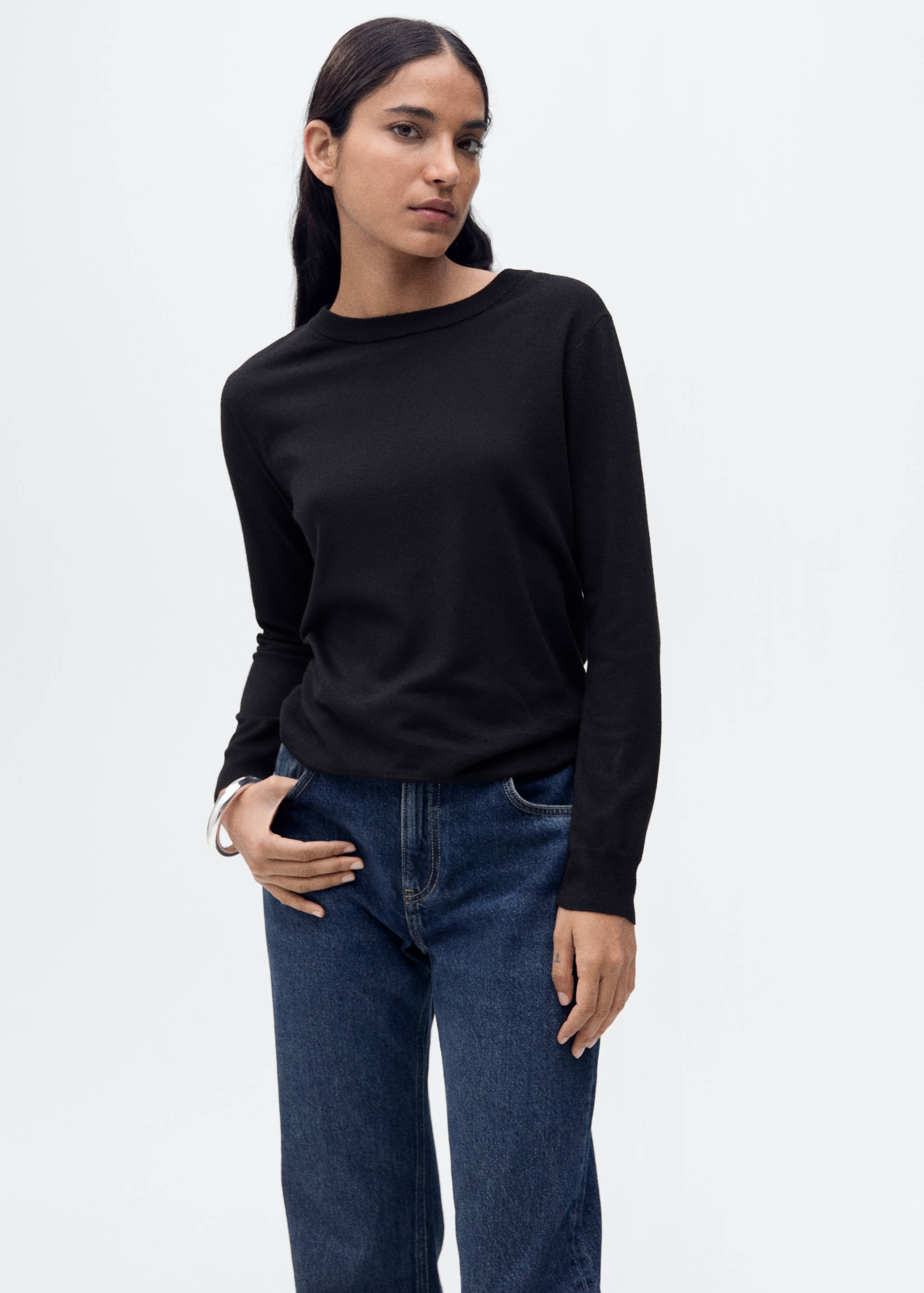Wool-blend round-neck sweater - Medium plane