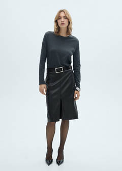 Faux-leather pencil skirt — Black 2