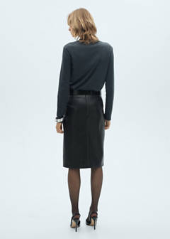 Faux-leather pencil skirt — Black 3