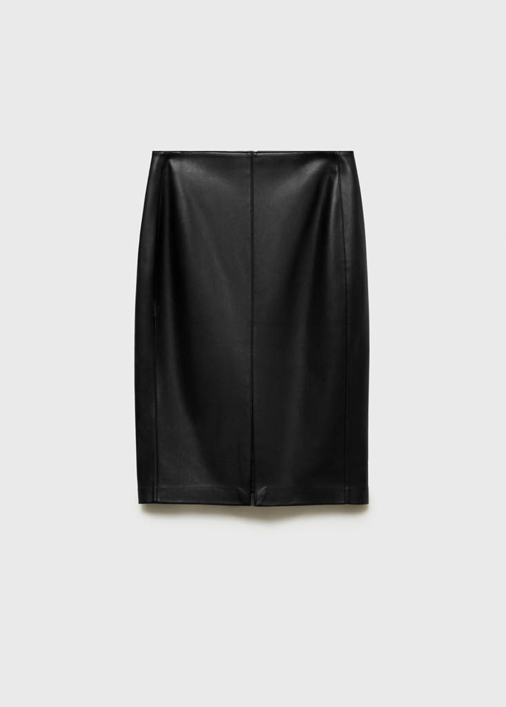 Faux-leather pencil skirt — Black