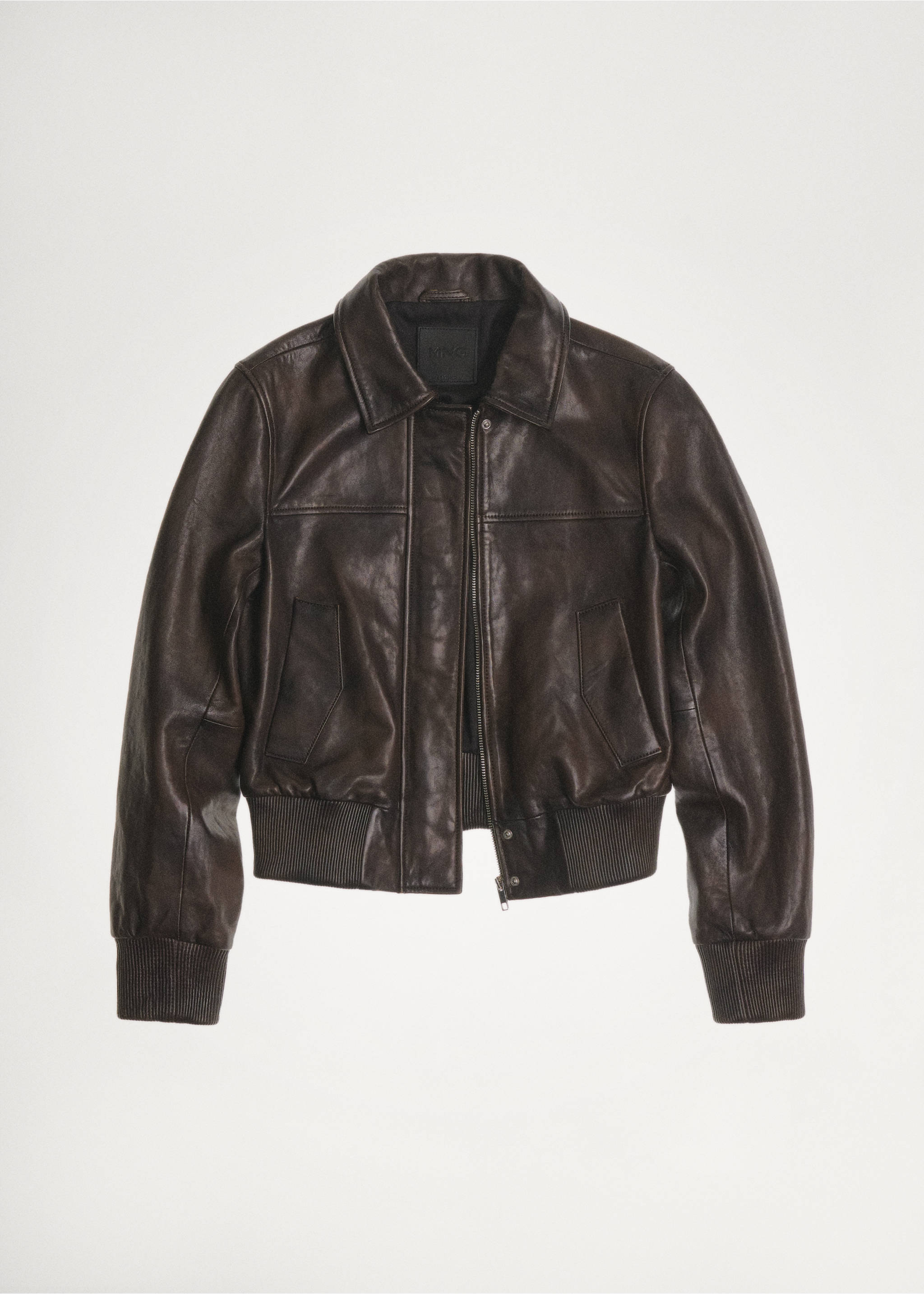 Leather bomber jacket - Details of the article 4, Brown. Ref: 87080440-00.