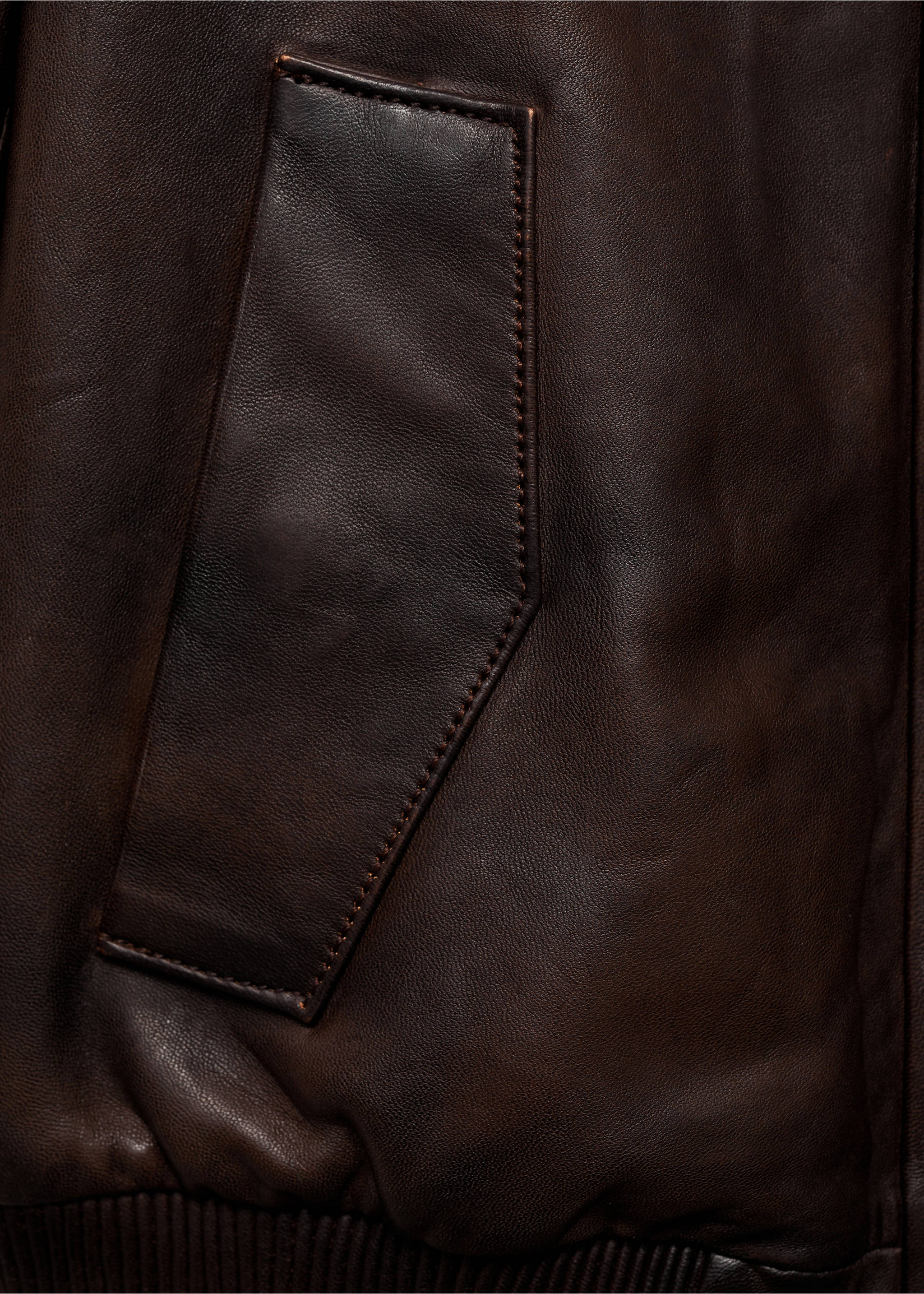 Leather bomber jacket - Details of the article 0, Brown. Ref: 87080440-00.