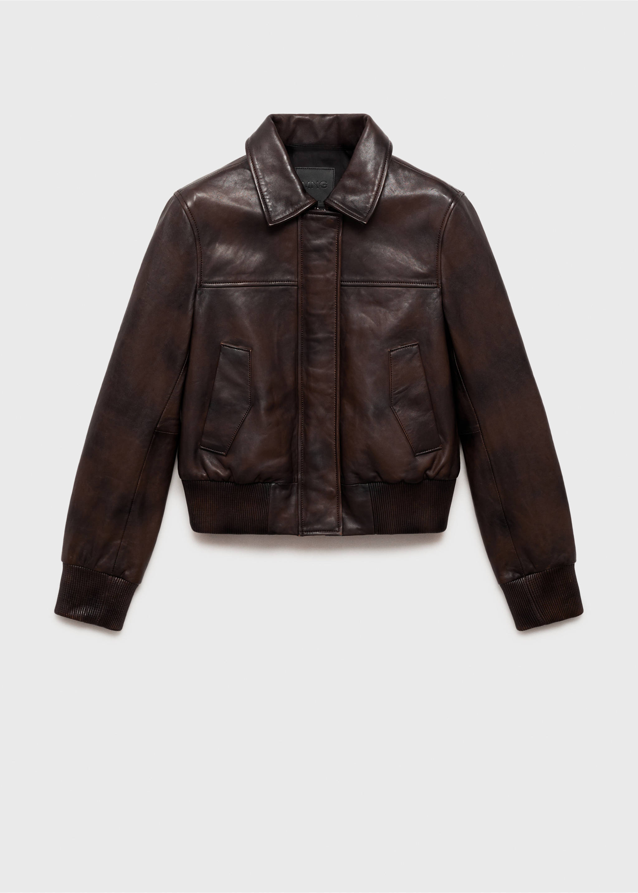 Leather bomber jacket - Article without model, Brown. Ref: 87080440-00.