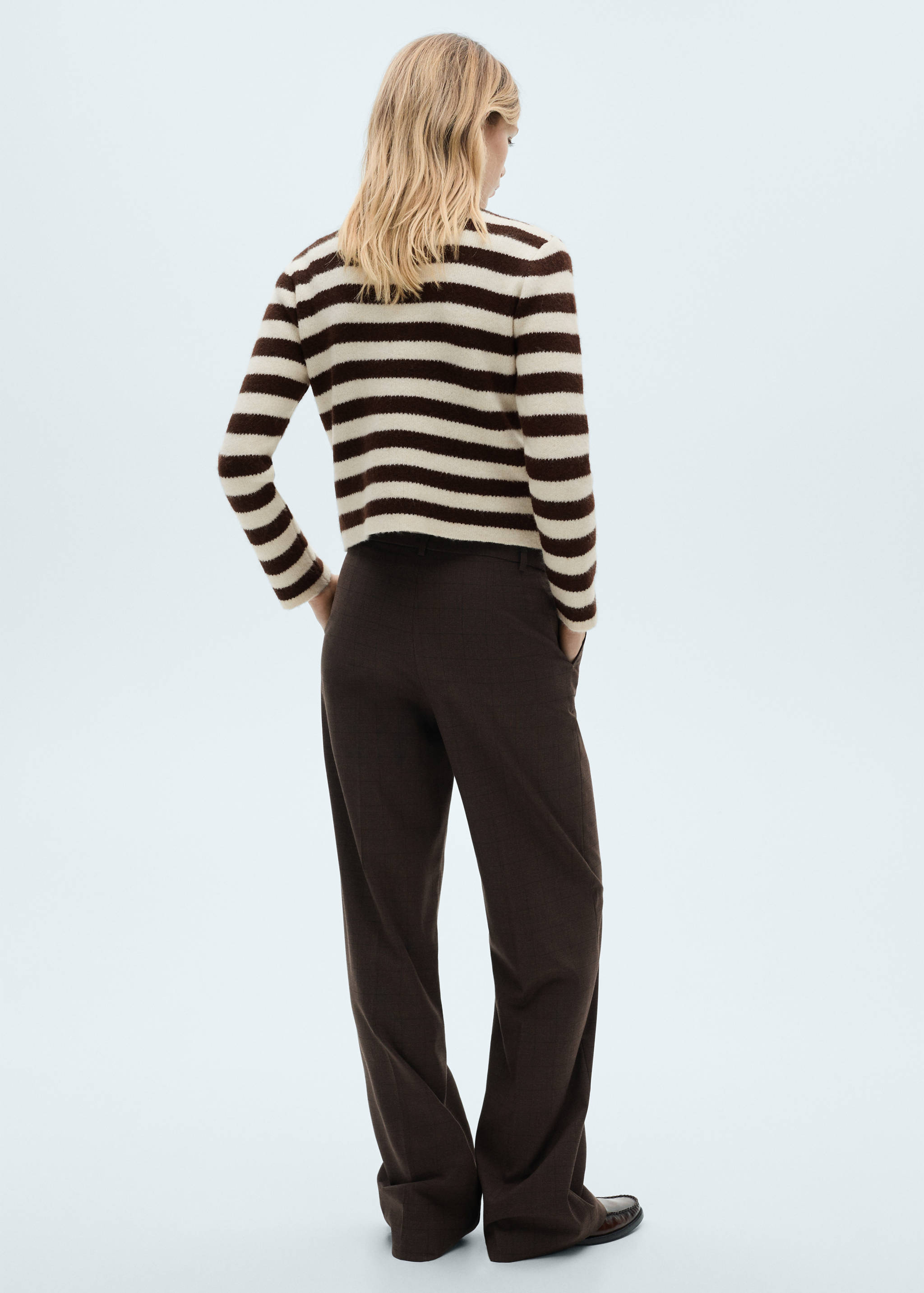 Cardigan às riscas de botões - Verso do artigo