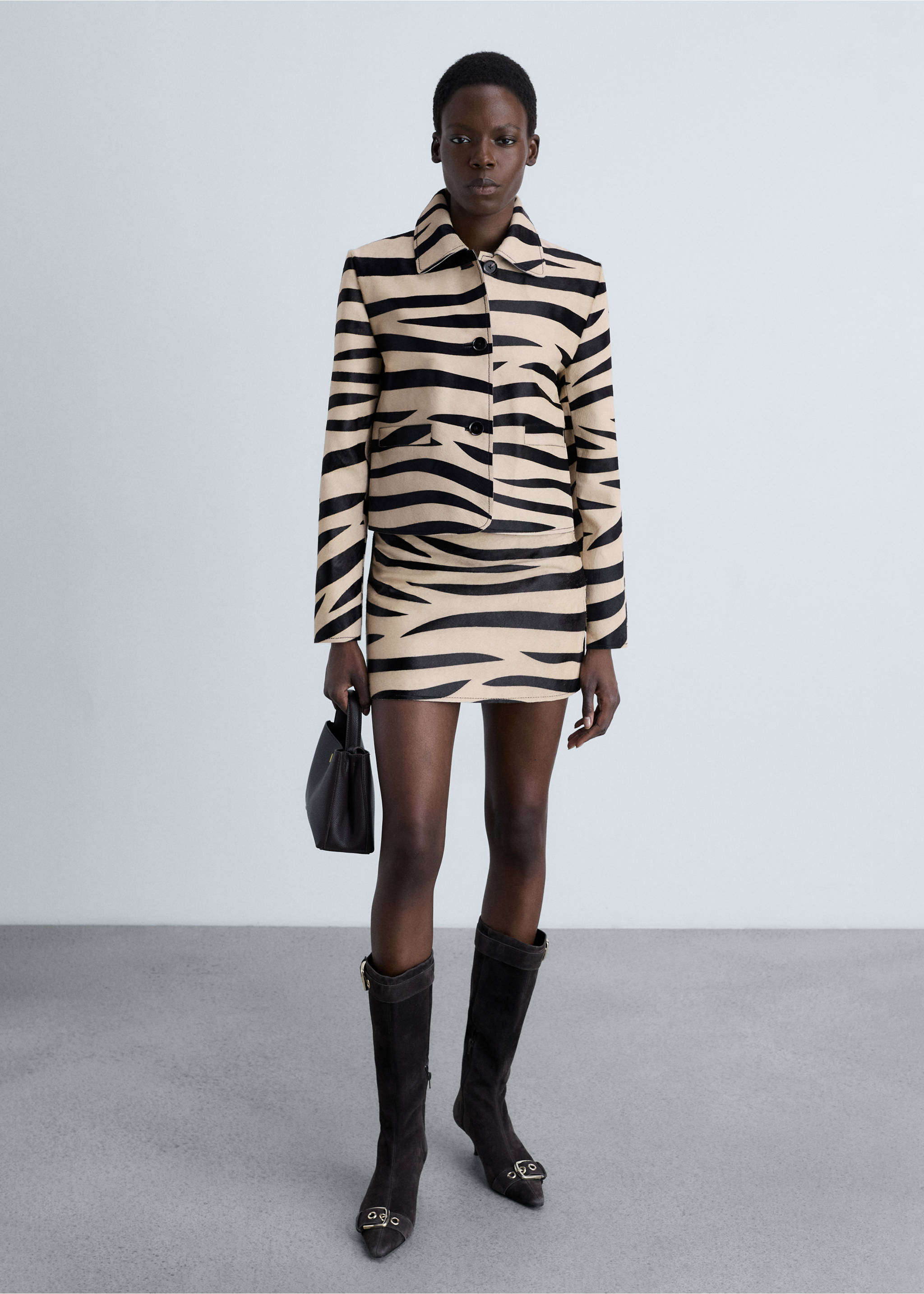 Zebra-print fur jacket - General plane, Black. Ref: 87080454-00.