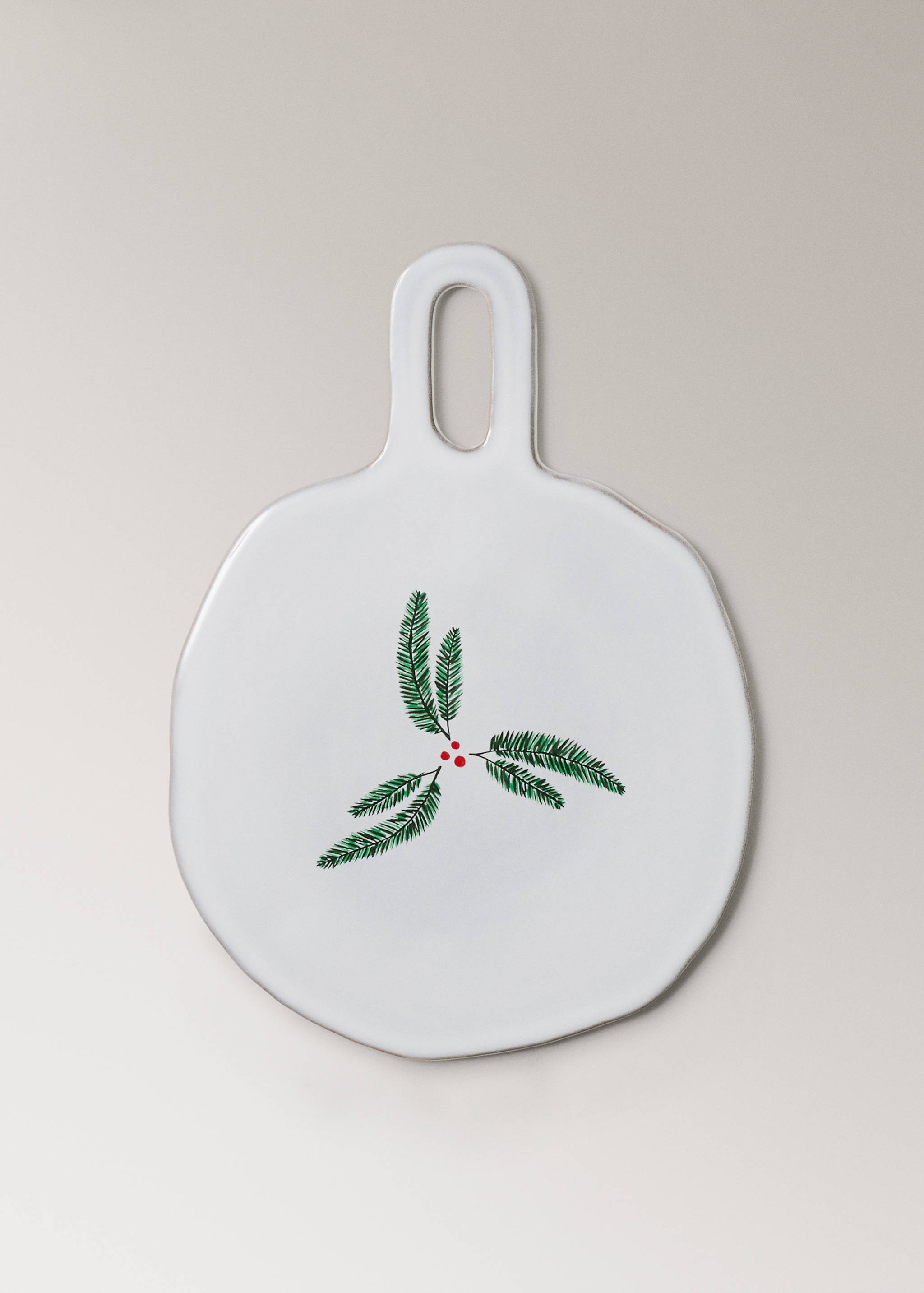 Round hand-painted stoneware serving dish - Article without model