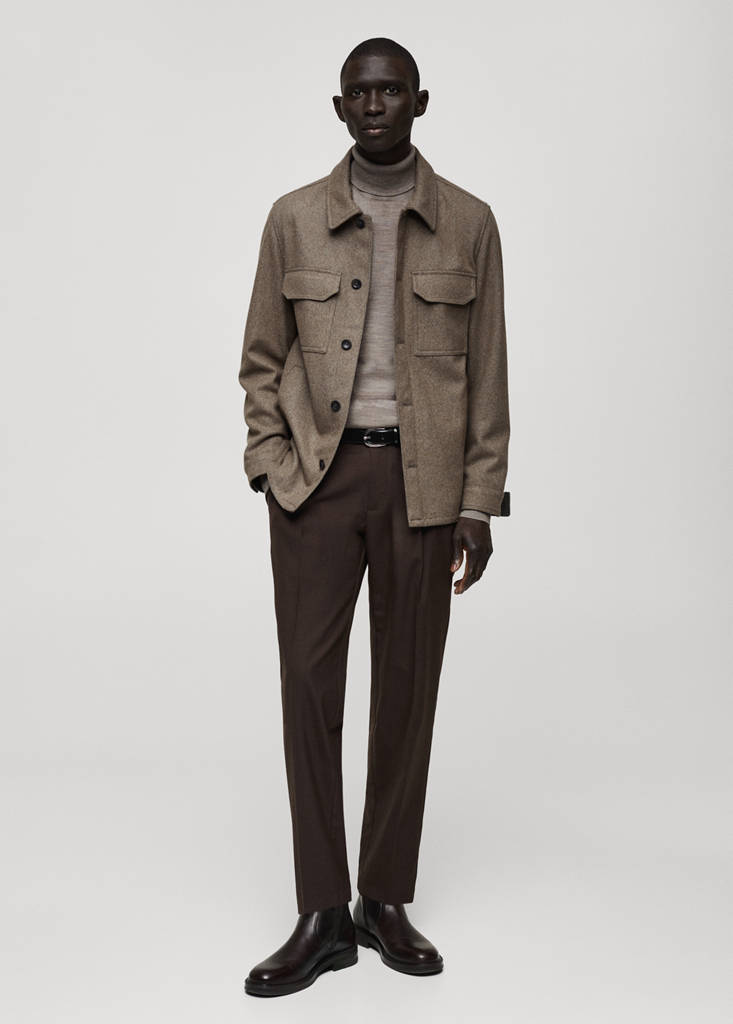 Flannel wool-blend overshirt — Medium Brown